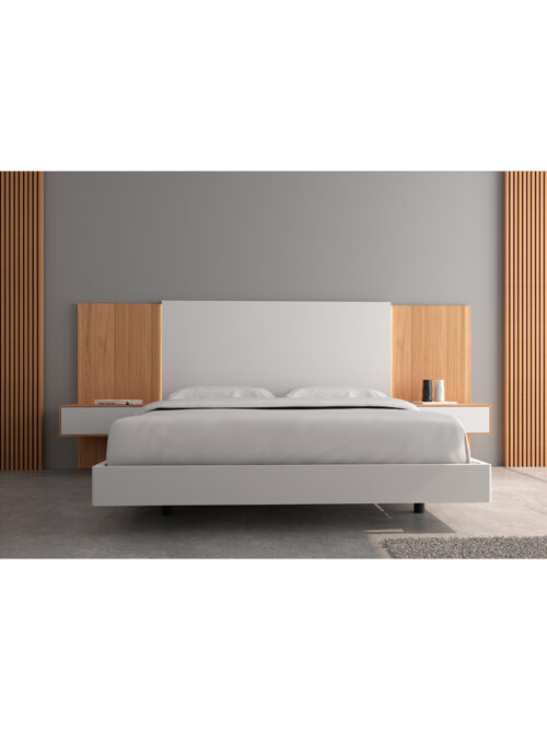 CABECERO DE CAMA CORRIDO BRIDGE BLANCO Y ROBLE