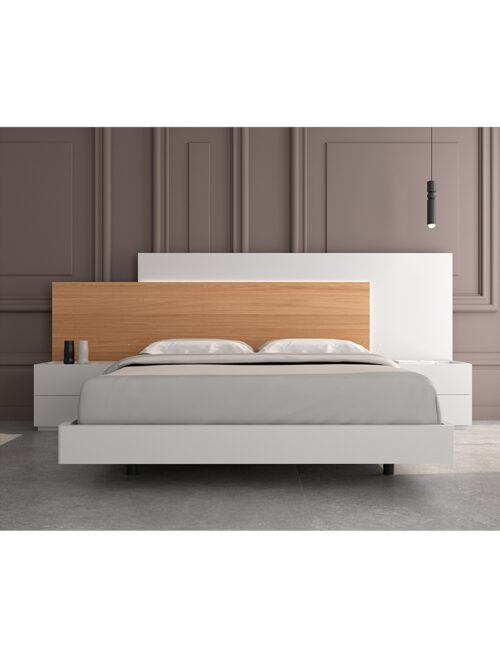 CABECERO DE CAMA CORRIDO DUET BLANCO Y ROBLE