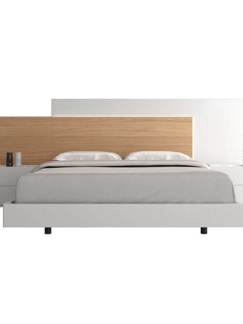 CABECERO DE CAMA CORRIDO DUET BLANCO Y ROBLE