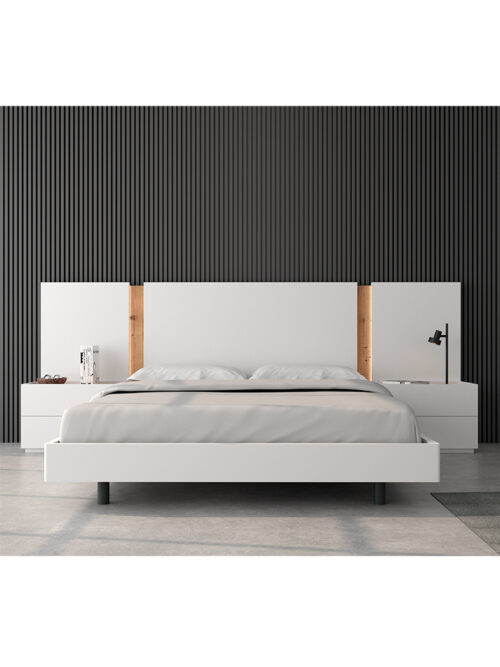 CABECERO DE CAMA CORRIDO GARMENT BLANCO Y ROBLE
