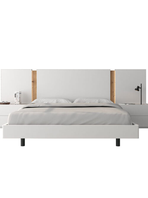 CABECERO DE CAMA CORRIDO GARMENT BLANCO Y ROBLE
