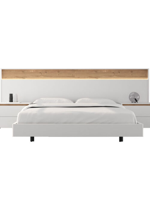 CABECERO DE CAMA CORRIDO NEO BLANCO Y ROBLE