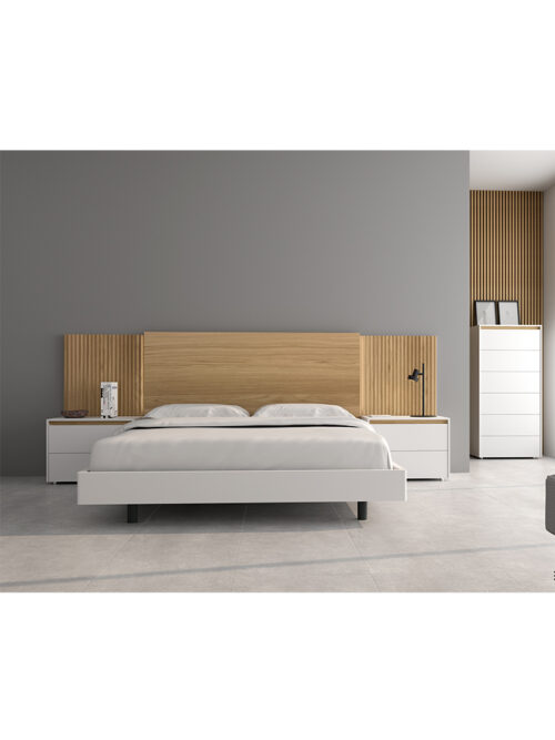 CABECERO DE CAMA CORRIDO ONADOS ROBLE