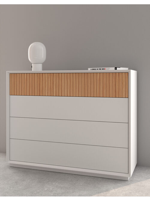 CÓMODA STICK 3 4C BLANCA DETALLE 1C ROBLE
