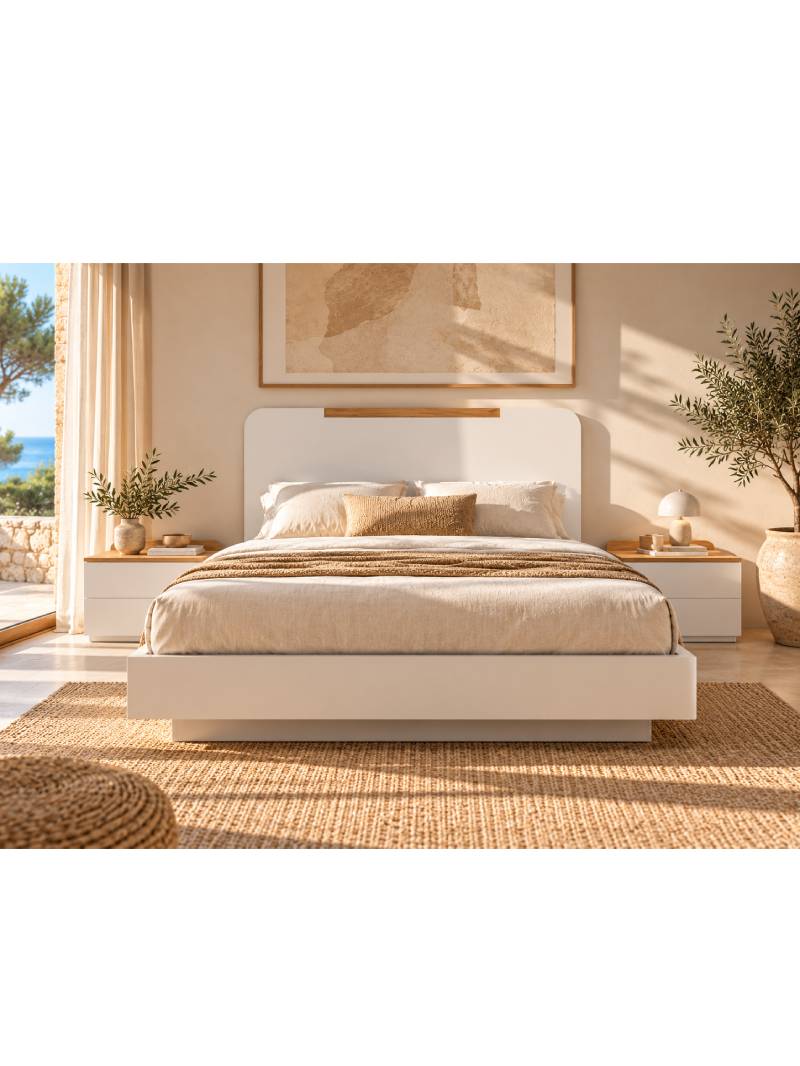 CABECERO DE CAMA SOHO BLANCO DETALLE ROBLE