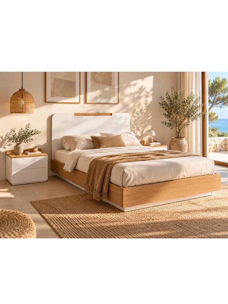 CABECERO DE CAMA SOHO BLANCO DETALLE ROBLE - Imagen 2