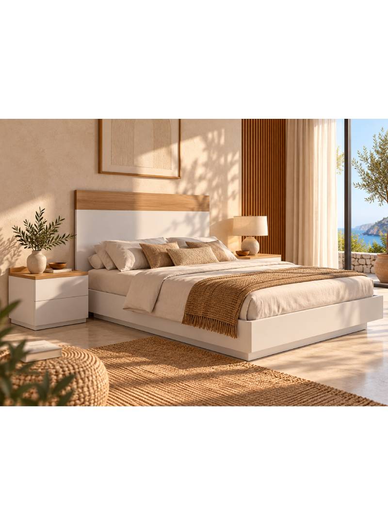CABECERO DE CAMA DUO BLANCO Y ROBLE - Imagen 2